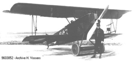 Lt. Van Giessen in front of the LVA D.VII ’263′ at Rekjavik