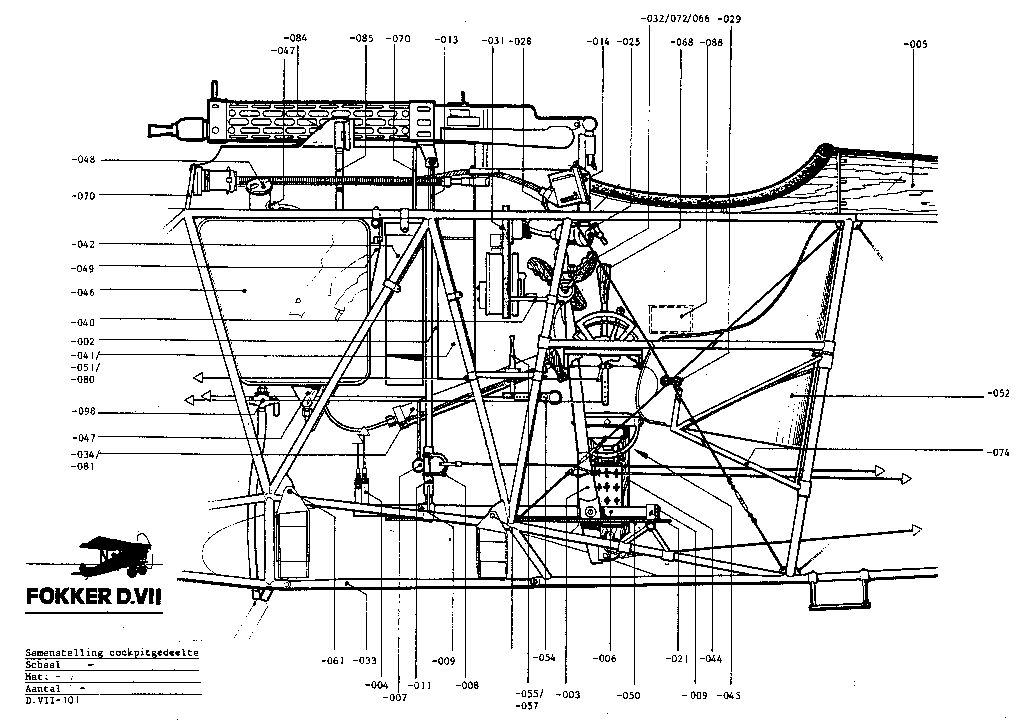 Sample drawing of the Fokker D.VII Cockpit (Copyright: Dick Funcke)