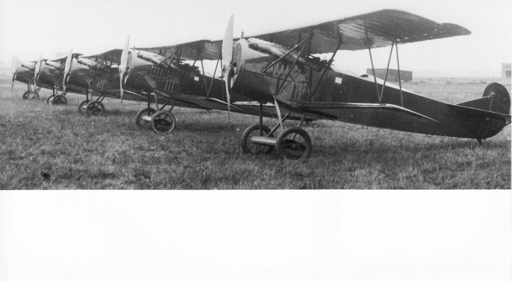 Lineup of unregistered Fokker D.VII's destined for the LA-KNIL